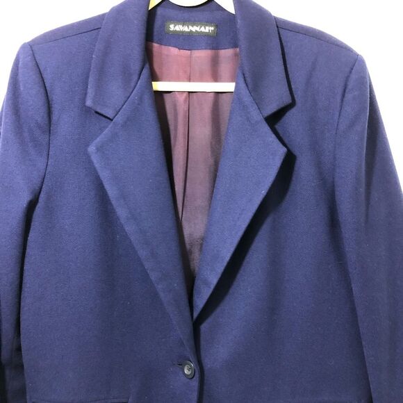 SAVANNAH 100% Wool Blazer Jacket Academia Lined One-Button Sz 12 Petite - Picture 7 of 10